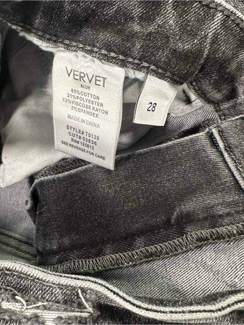 Vervet Blue Distressed Stone Wash Grey Skinny Jeans  Size 28 Stretch Moto Grunge - Picture 6 of 9